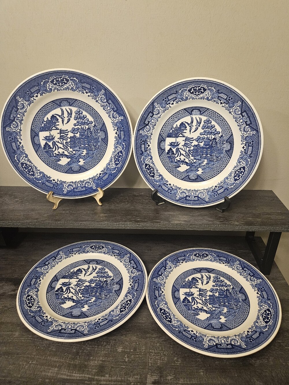 Vintage Blue Willow Ware Dinner Plates - Set of 4